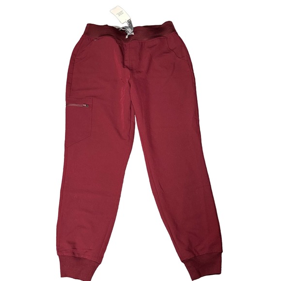 FIGS HIGH WASTED WOMENS ZAMORA PETTE 2.0 A SCRUB PANTS W22SW2012P MED BURGUNDY - Picture 3 of 5